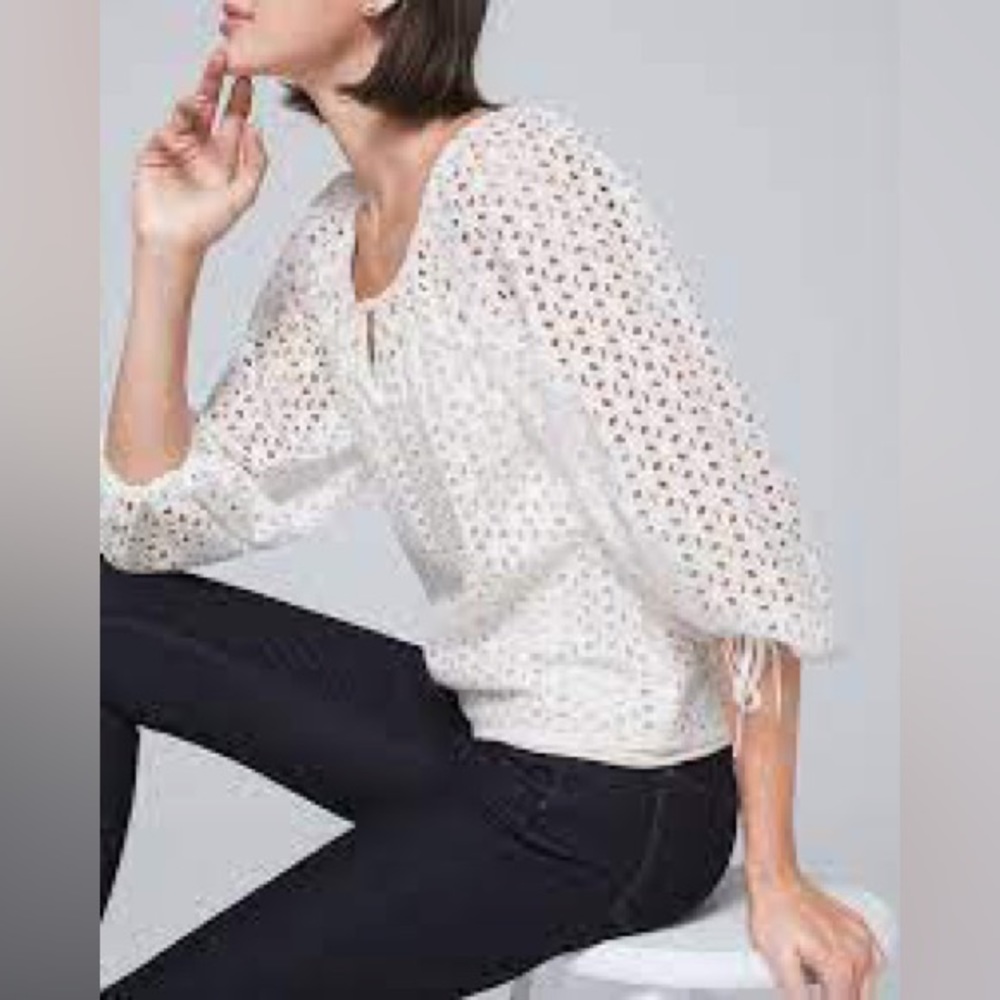 WHBM NWT WHITE eyelet blouse
